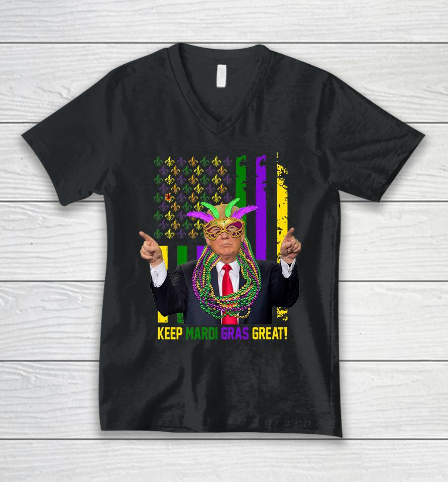 Trump Keep Mardi Gras Great Funny Unisex V-Neck T-Shirt