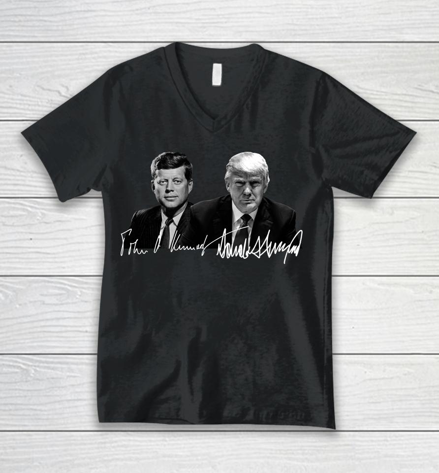 Trump Kennedy Donald Trump Us Presidents Signature Unisex V-Neck T-Shirt