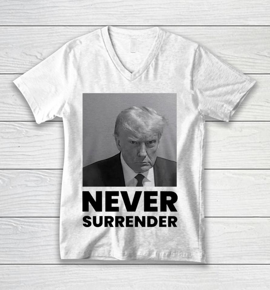 Trump Mugshot Never Surrender Unisex V-Neck T-Shirt