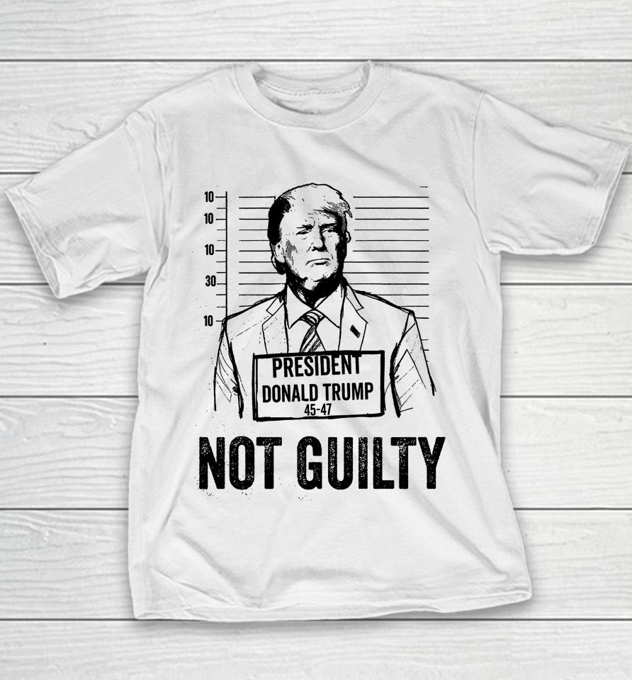 Trump Mugshot Not Guilty 45-47 Youth T-Shirt