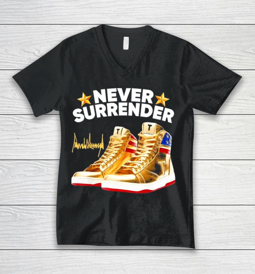 Trump Never Surrender Shoes 2024 Signature Unisex V-Neck T-Shirt