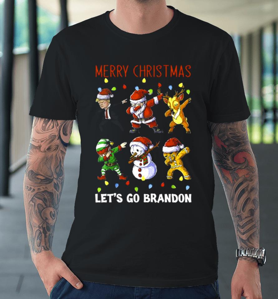 Trump Santa Reindeer Elf Dabbing Merry Christmas Let’s Go Brandon Premium T-Shirt