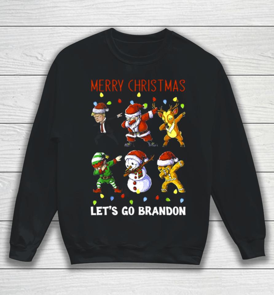 Trump Santa Reindeer Elf Dabbing Merry Christmas Let’s Go Brandon Sweatshirt