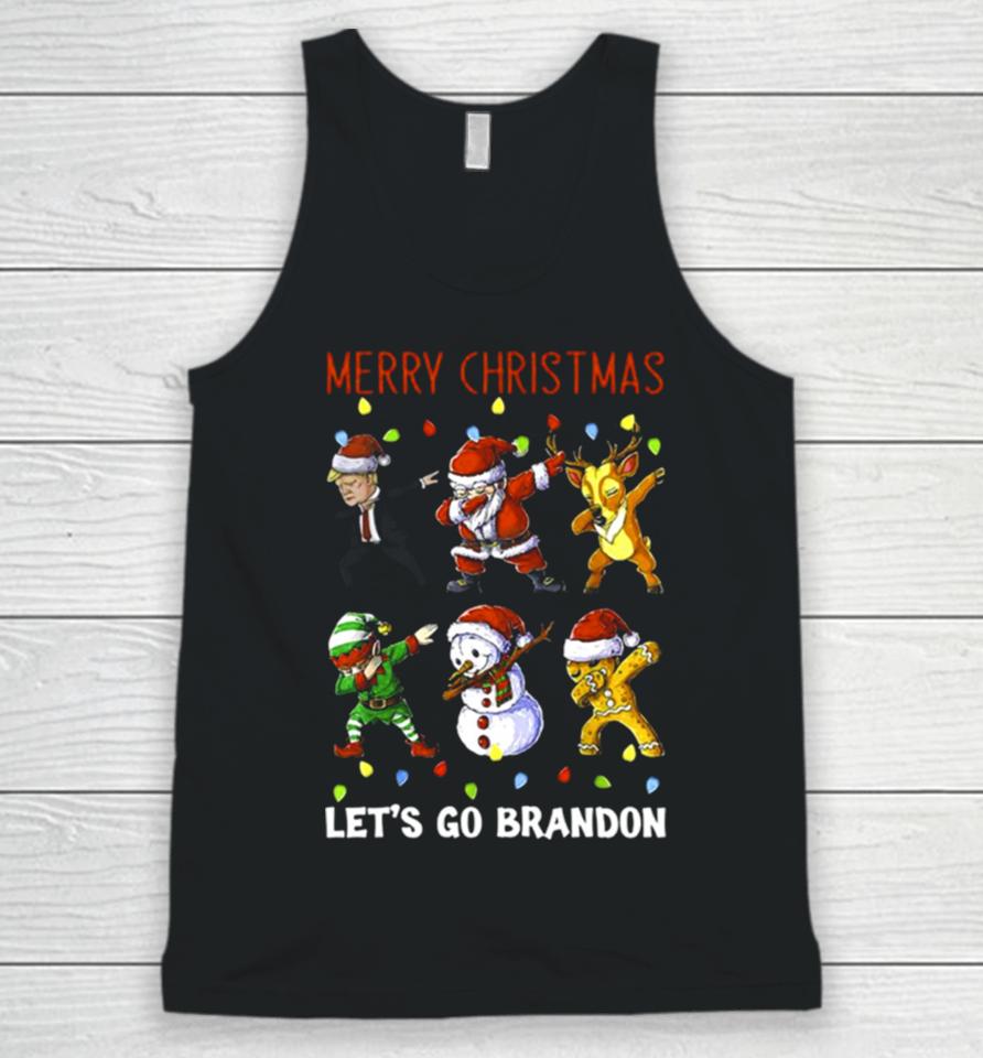 Trump Santa Reindeer Elf Dabbing Merry Christmas Let’s Go Brandon Unisex Tank Top