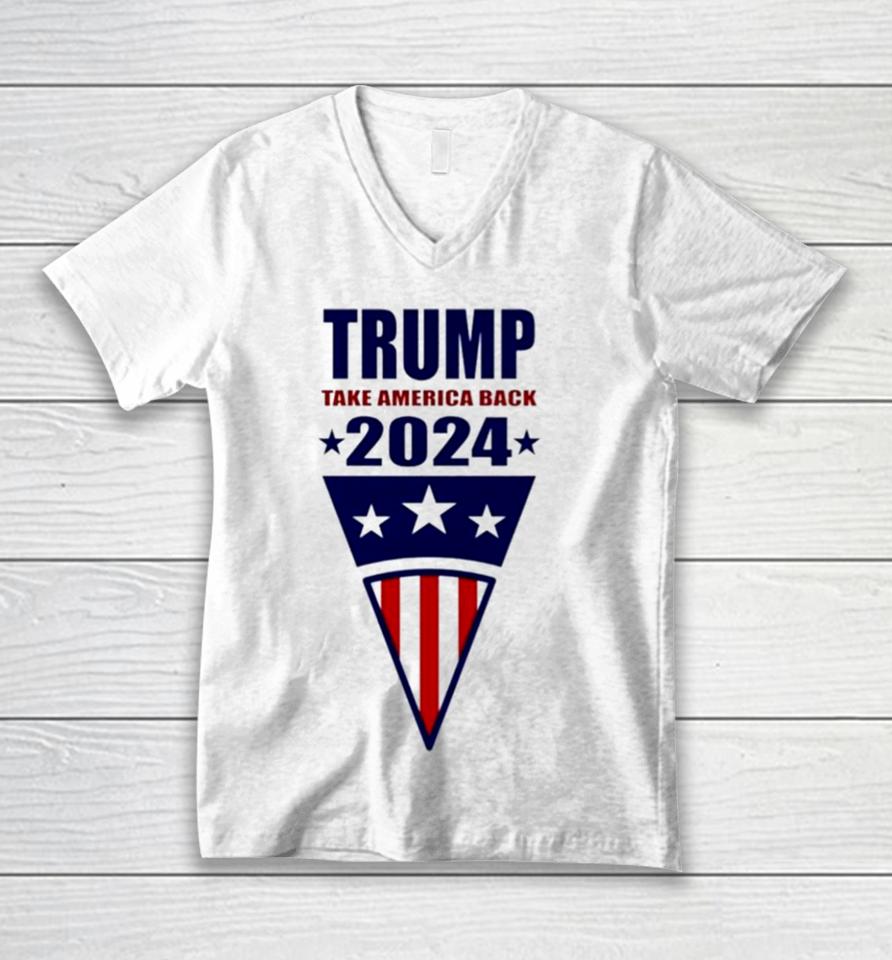 Trump Take America Back 2024 Usa Flag Unisex V-Neck T-Shirt