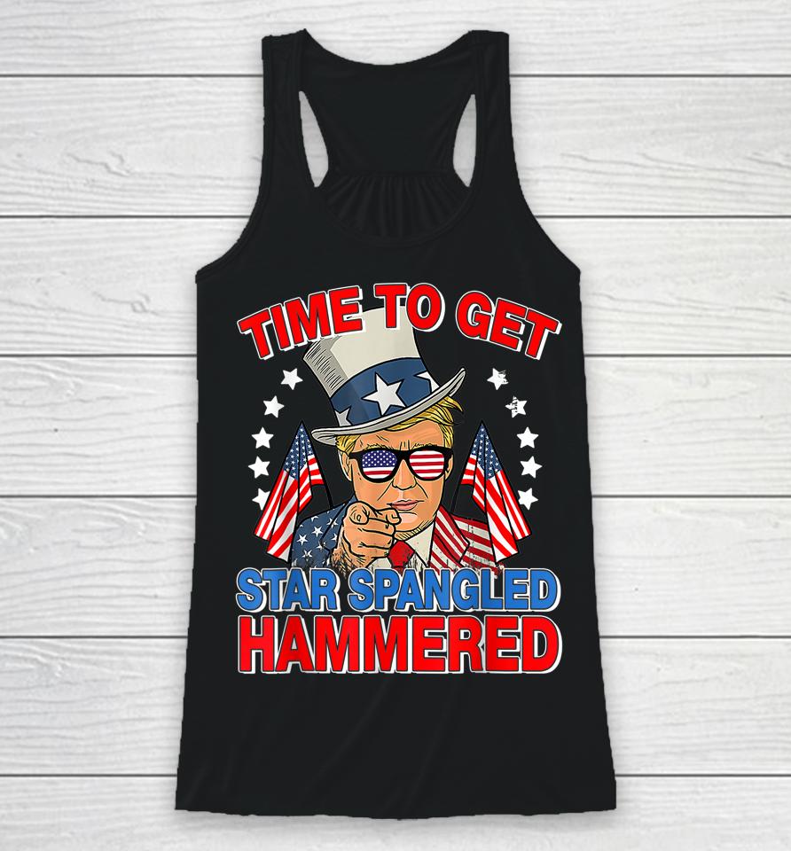 Trump Time To Get Star Spangled Hammered 4Th Of July Racerback Tank