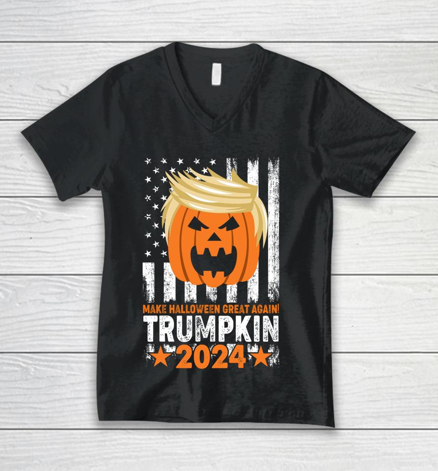 Trumpkin 2024 Make Halloween Great Again Unisex V-Neck T-Shirt