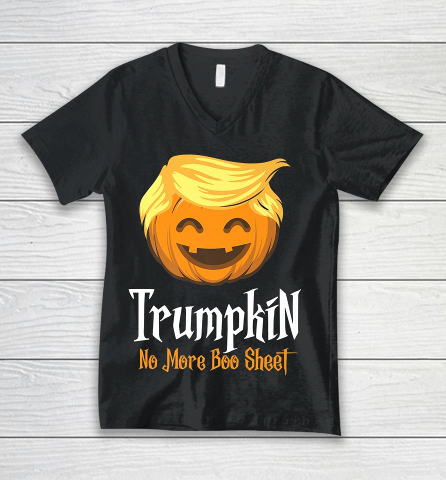 Trumpkin No More Boo Sheet Funny Halloween Unisex V-Neck T-Shirt
