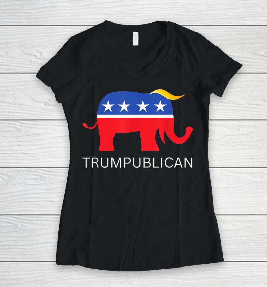 Trumpublican 2024 Trump Keep America Great Again Re-Election Women V-Neck T-Shirt