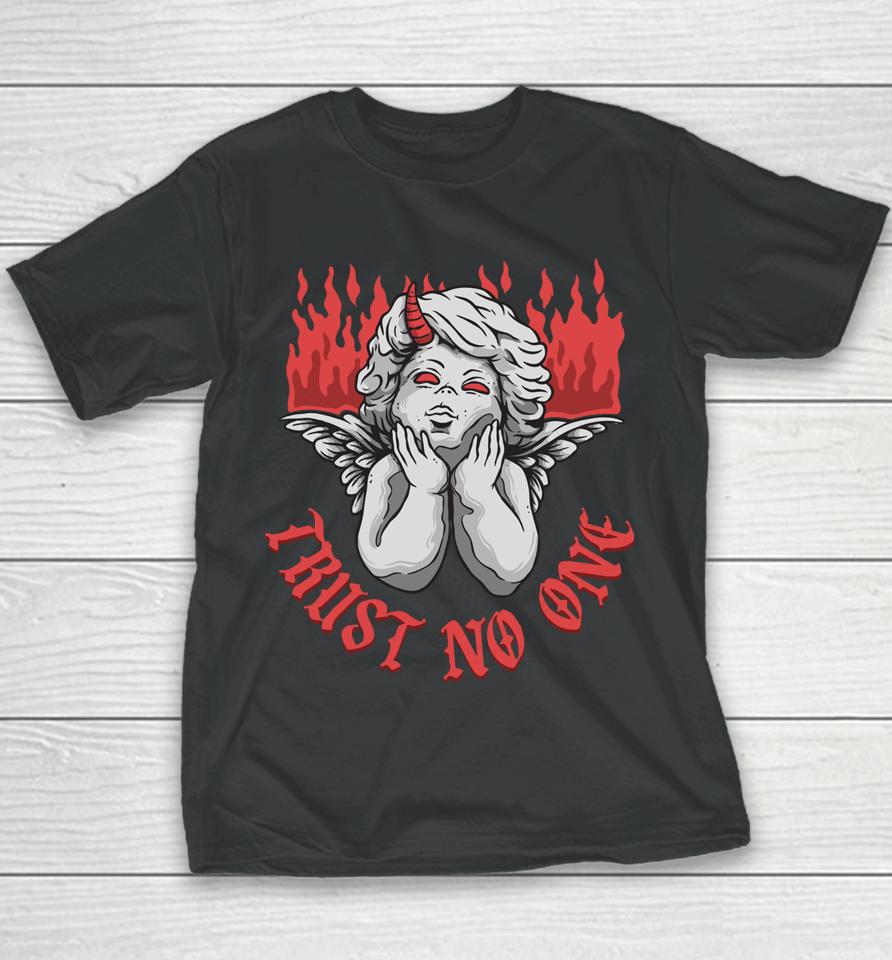 Trust No One Gothic Devil Cupid Statue Sculpture Emo Sad Youth T-Shirt