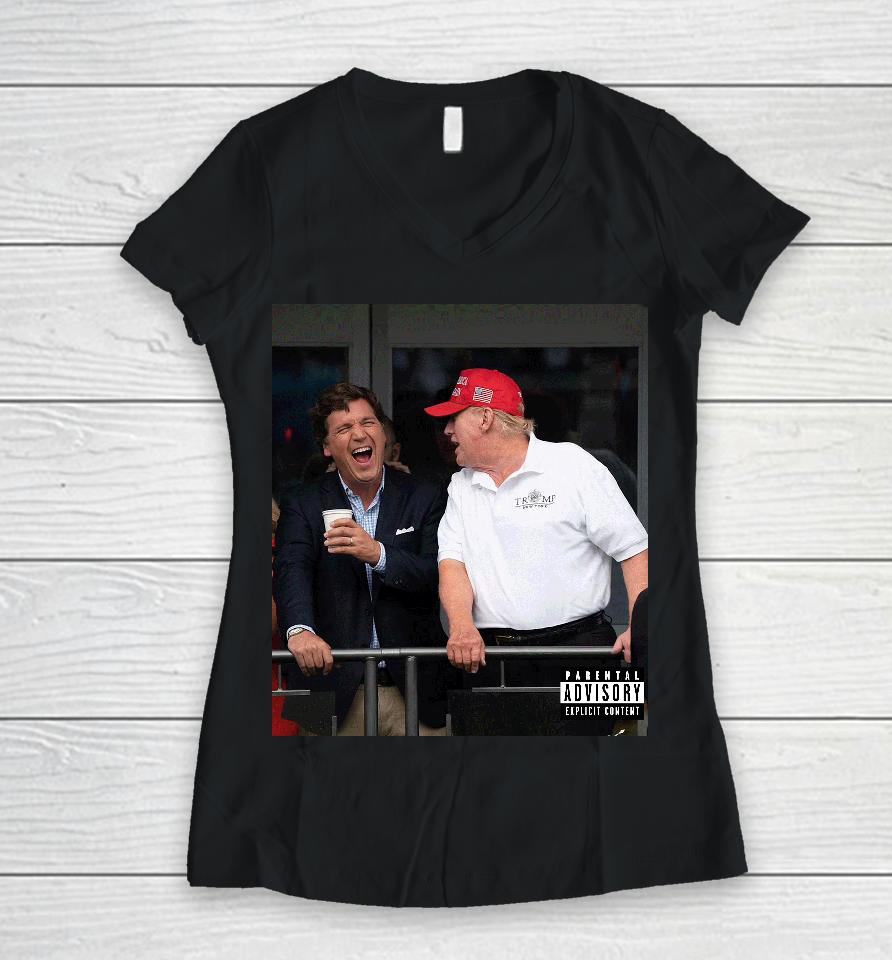 Tucker Carlson And Trump Women V-Neck T-Shirt