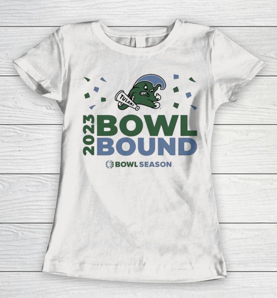 Tulane Green Wave 2023 Bowl Bound Bow Season Logo Women T-Shirt