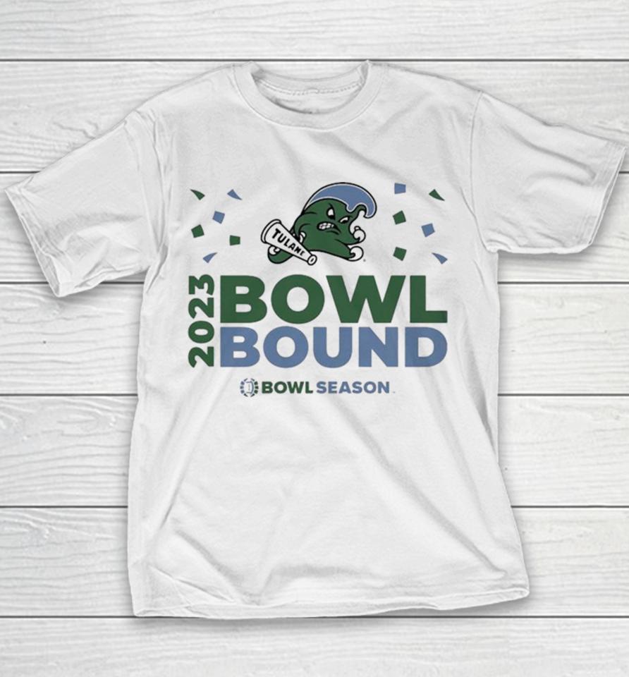 Tulane Green Wave 2023 Bowl Bound Bow Season Logo Youth T-Shirt