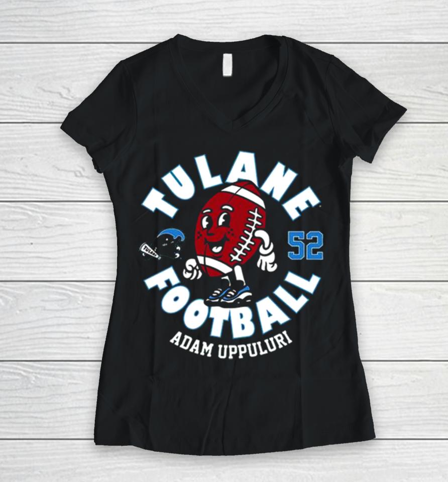 Tulane Green Wave Adam Uppuluri 2023 Ncaa Football Women V-Neck T-Shirt
