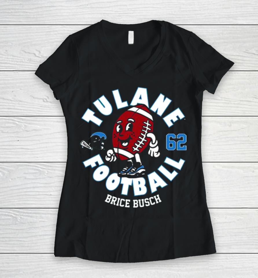 Tulane Green Wave Brice Busch 2023 Ncaa Football Women V-Neck T-Shirt