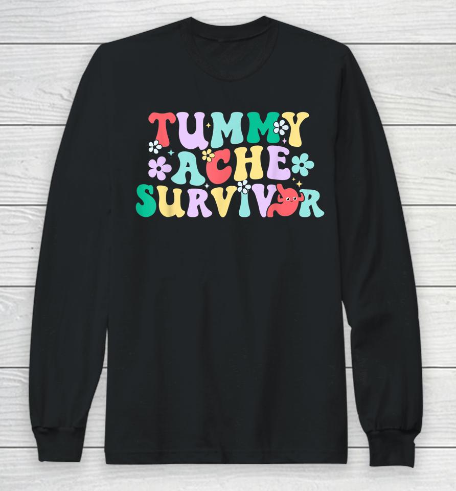 Tummy Ache Survivor Shirt, Funny Tummy Humor Retro Pastel Long Sleeve T-Shirt