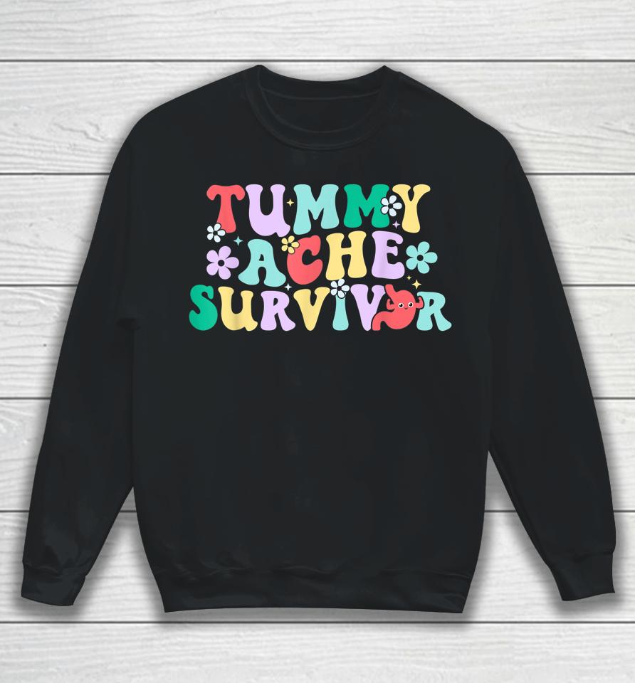 Tummy Ache Survivor Shirt, Funny Tummy Humor Retro Pastel Sweatshirt