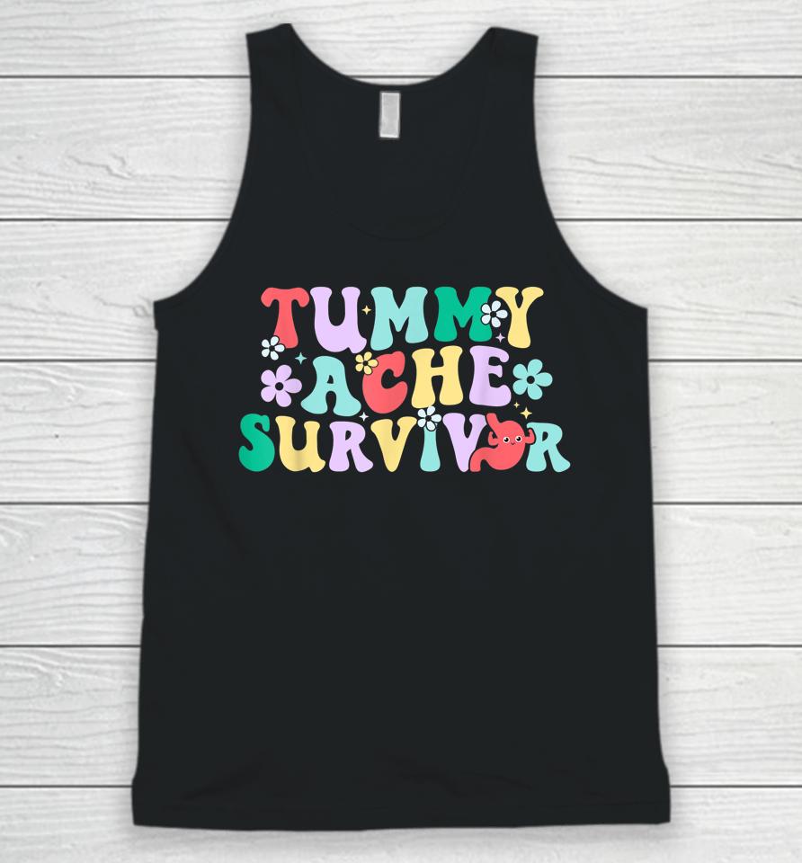 Tummy Ache Survivor Shirt, Funny Tummy Humor Retro Pastel Unisex Tank Top