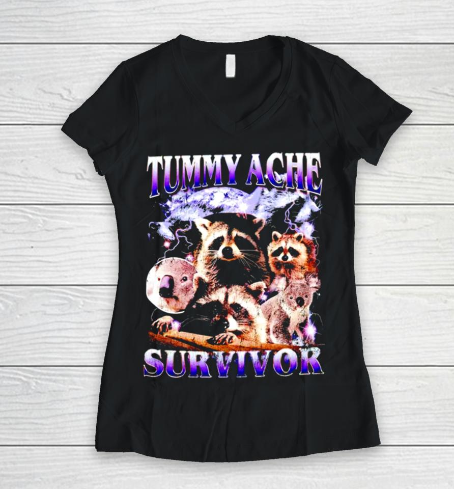 Tummy Ache Survivor Vintage Women V-Neck T-Shirt
