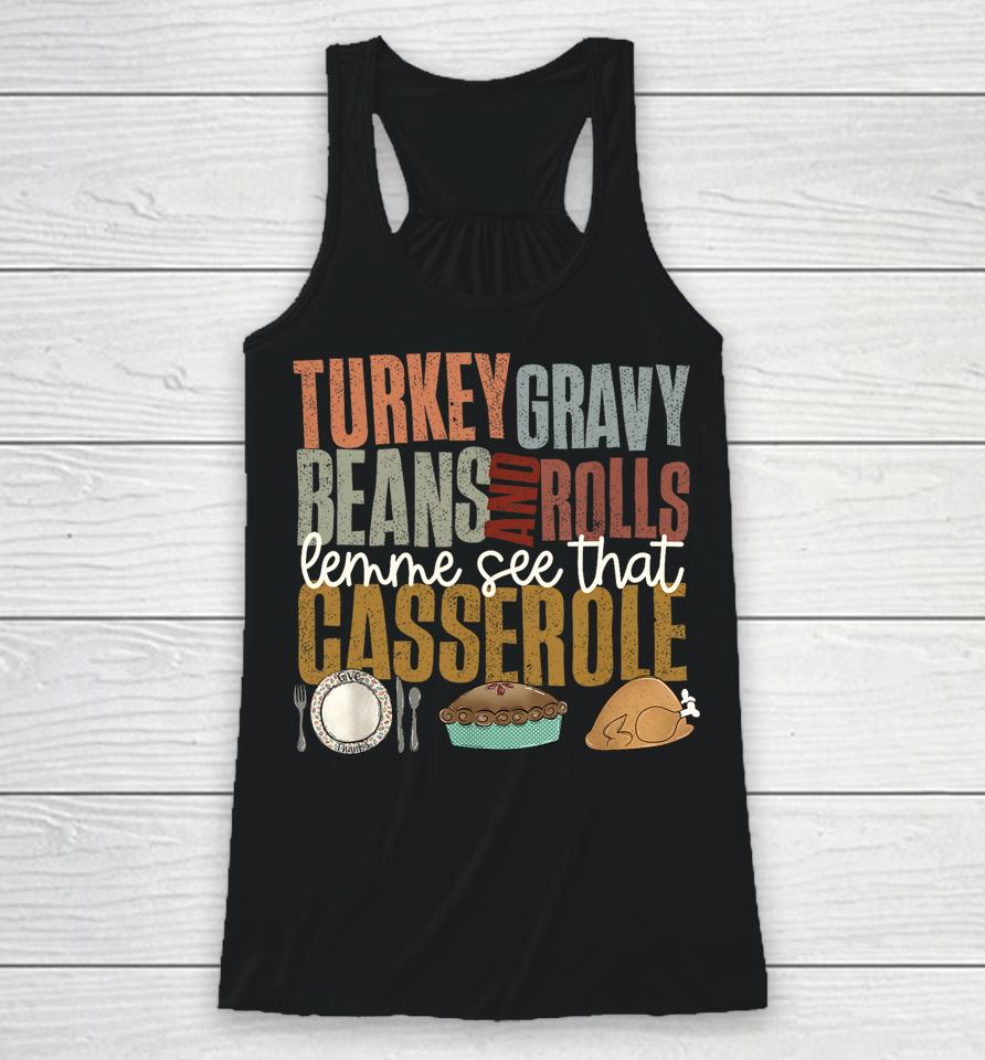 Turkey Gravy Beans Rolls Casserole Retro Thanksgiving Autumn Racerback Tank