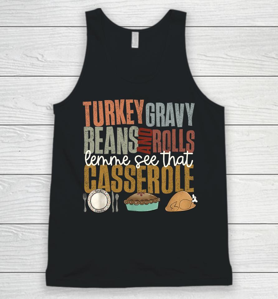 Turkey Gravy Beans Rolls Casserole Retro Thanksgiving Autumn Unisex Tank Top