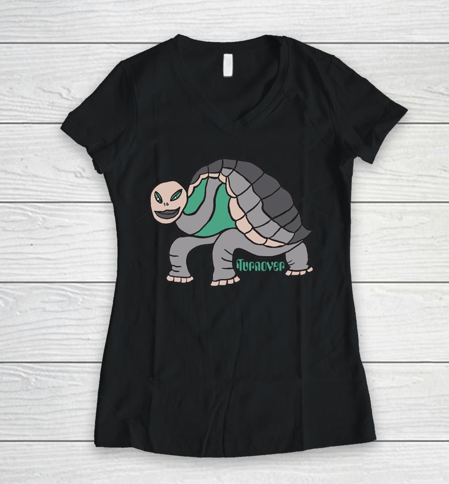 Turnover Merch Turtle Run For Cover Records Women V-Neck T-Shirt