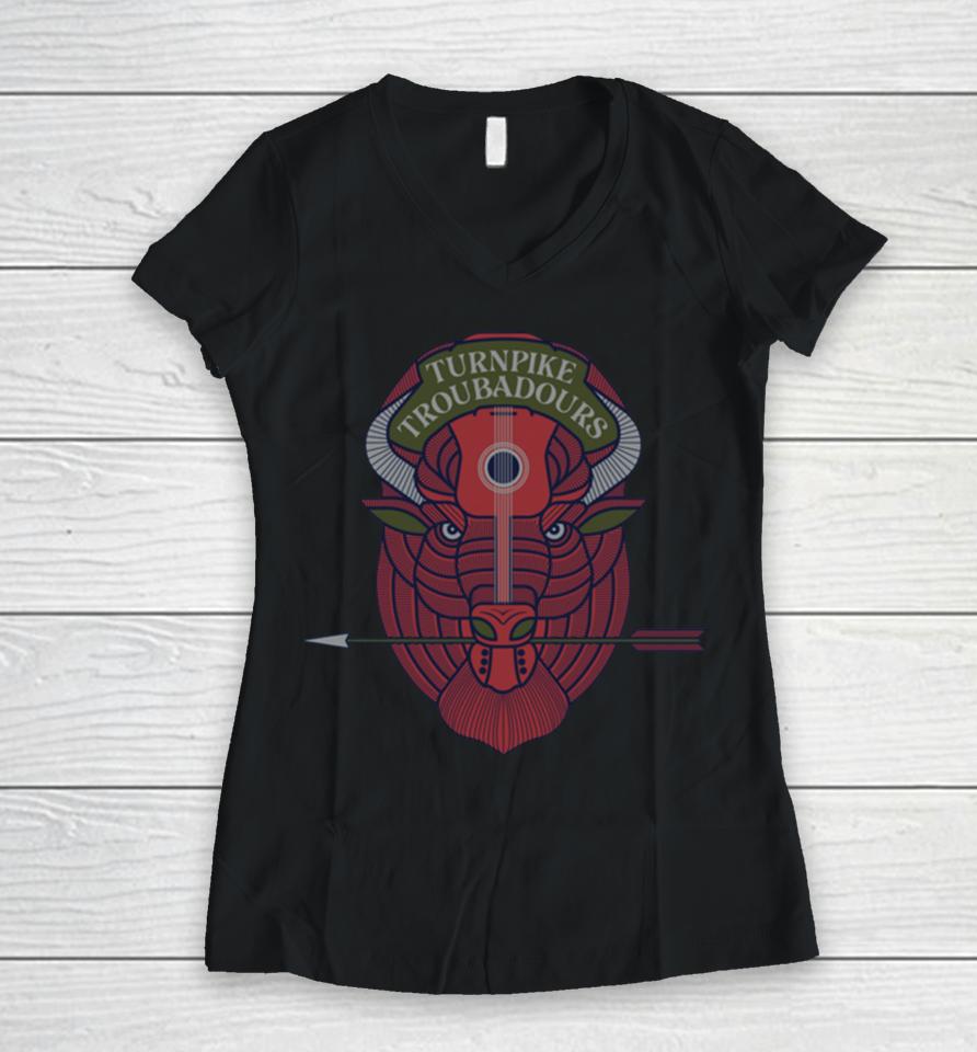 Turnpike Troubadours Bison Head Women V-Neck T-Shirt