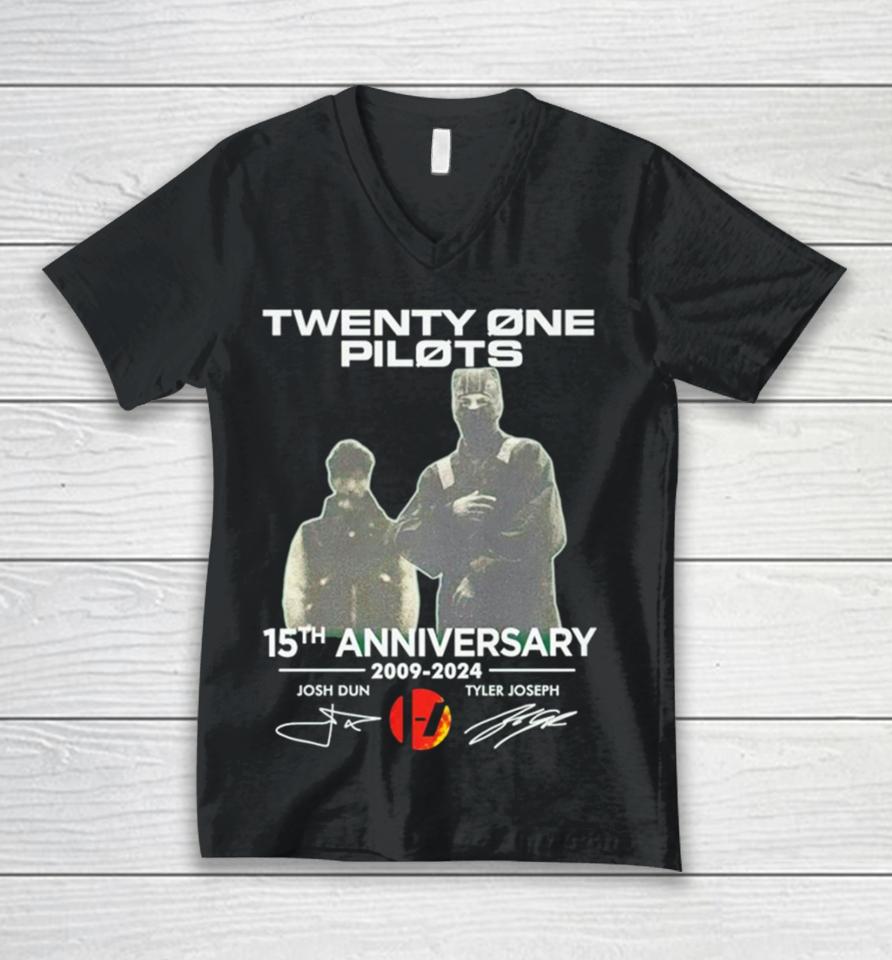 Twenty One Pilots 15Th Anniversary 2009 2024 Josh Dun And Tyler Joseph Unisex V-Neck T-Shirt