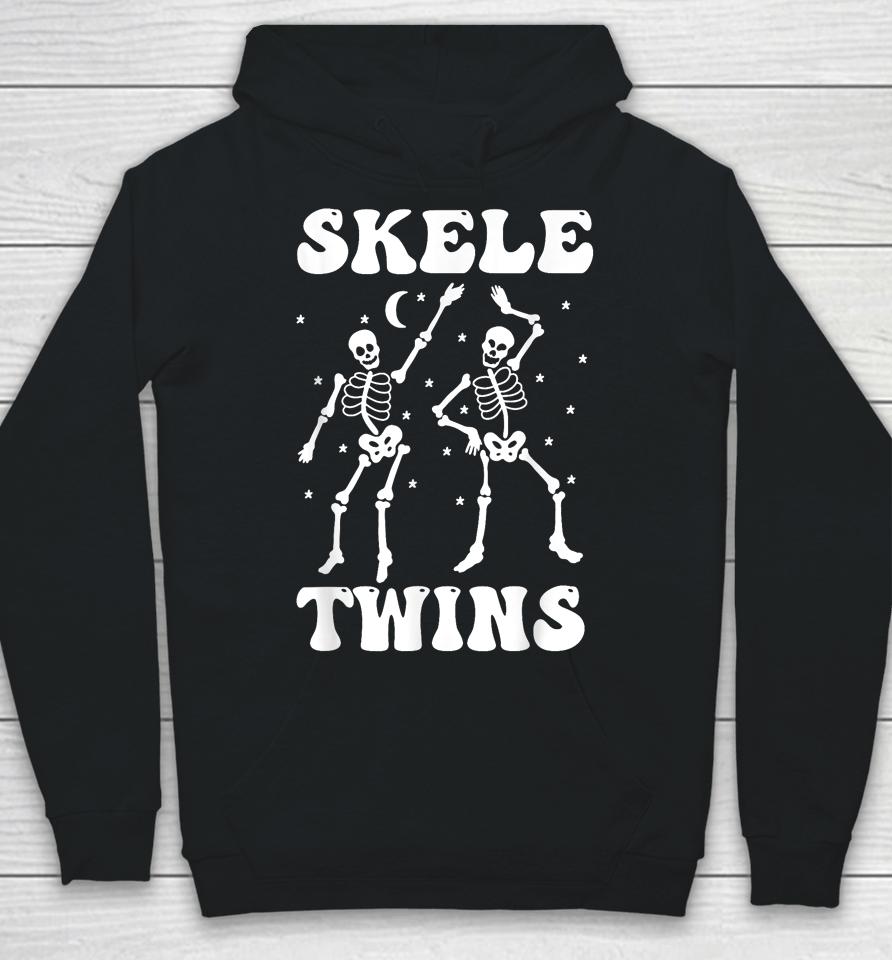 Twins Halloween Matching Skeletwins Funny Dancing Skeletons Hoodie