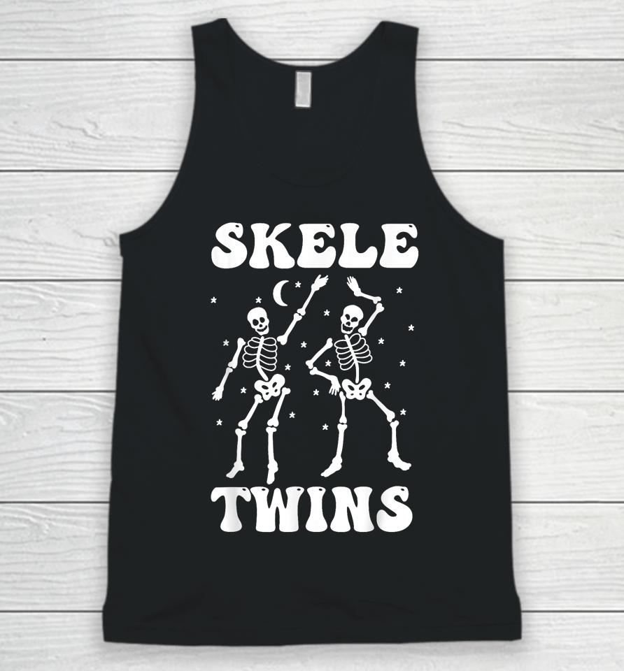 Twins Halloween Matching Skeletwins Funny Dancing Skeletons Unisex Tank Top