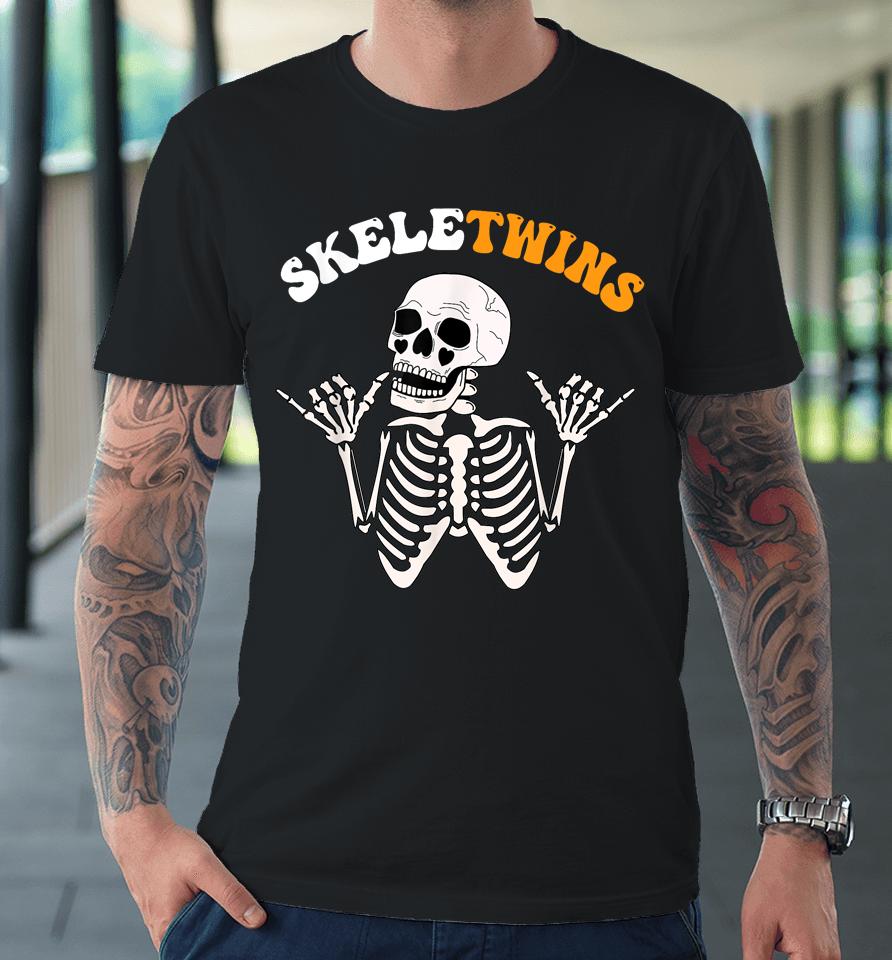 Twins Halloween Matching Skeletwins Funny Dancing Skeletons Premium T-Shirt