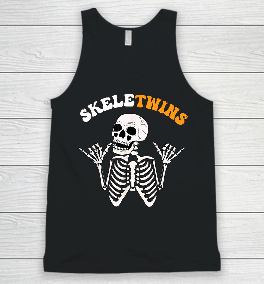 Twins Halloween Matching Skeletwins Funny Dancing Skeletons Unisex Tank Top