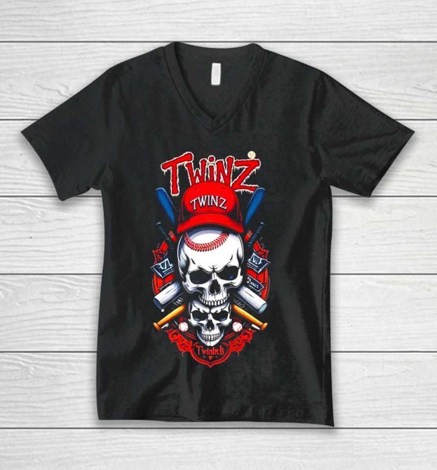 Twinz Skull Baseball 2024 Unisex V-Neck T-Shirt