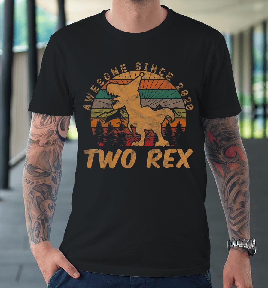 Two Rex 2Nd Birthday Gifts Second Dinosaur 2 Year Old Premium T-Shirt