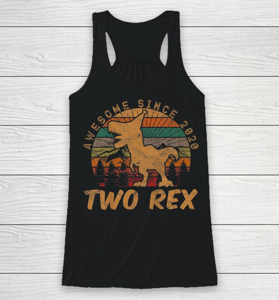 Two Rex 2Nd Birthday Gifts Second Dinosaur 2 Year Old Racerback Tank