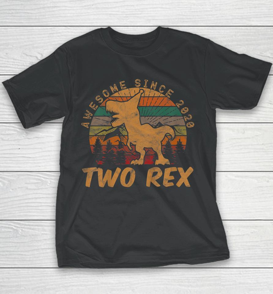 Two Rex 2Nd Birthday Gifts Second Dinosaur 2 Year Old Youth T-Shirt