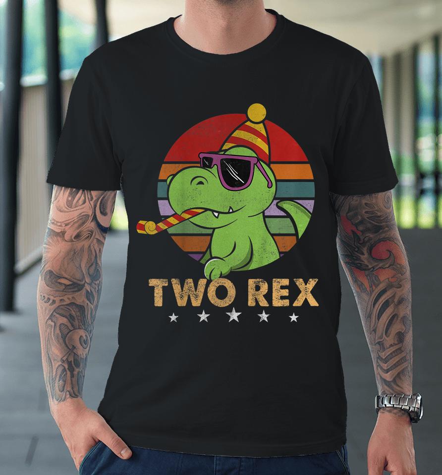 Two Rex Dinosaur T-Rex Boy 2Nd Birthday 2 Year Old Premium T-Shirt