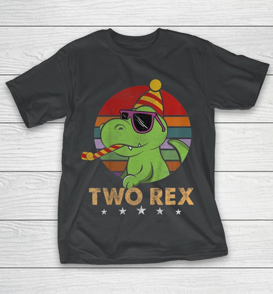Two Rex Dinosaur T-Rex Boy 2Nd Birthday 2 Year Old T-Shirt