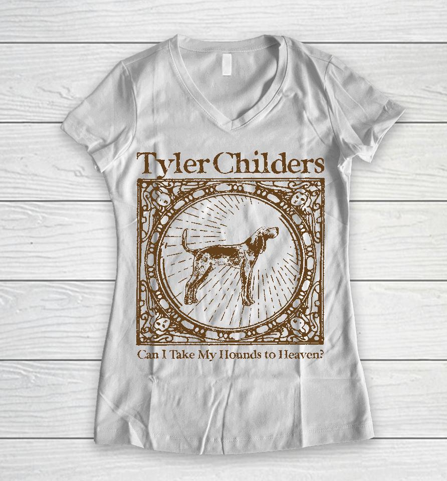 Tyler Childers Beige Hound Women V-Neck T-Shirt