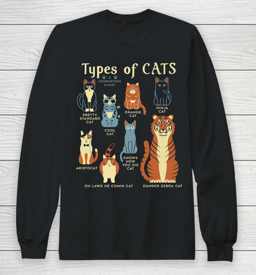 Types Of Cat Funny Comparison Cat Orange Cat Blue Cat Lovers Long Sleeve T-Shirt