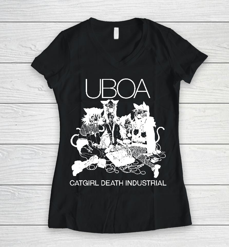 Uboa Catgirl Death Industrial Women V-Neck T-Shirt