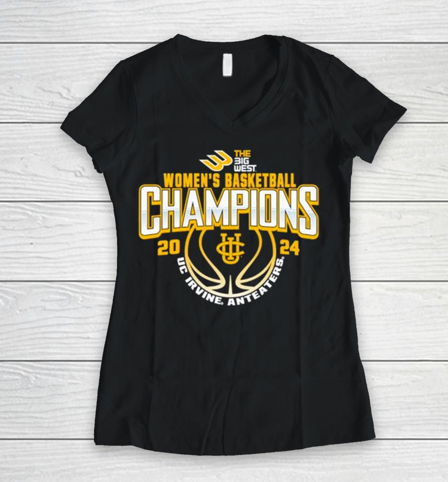 Uc Irvine Anteaters 2024 Big West Women’s Basketball Conference Tournament Champions Women V-Neck T-Shirt