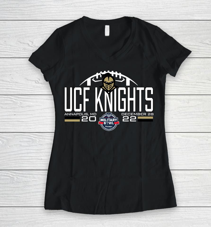 Ucf Knights Football 2022 Military Bowl Military Bowl Gear Shop Women V-Neck T-Shirt
