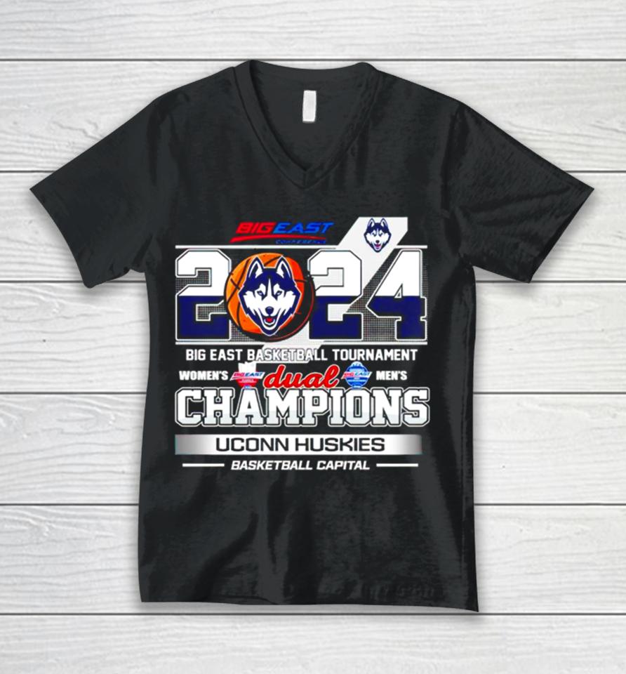 Uconn Big East Men’s Basketball Tournament Champions Basketball Capital Unisex V-Neck T-Shirt