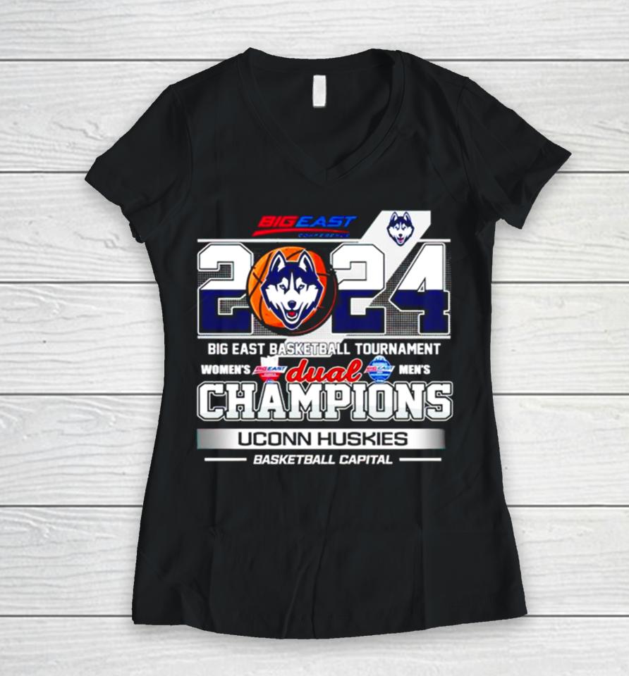 Uconn Big East Men’s Basketball Tournament Champions Basketball Capital Women V-Neck T-Shirt