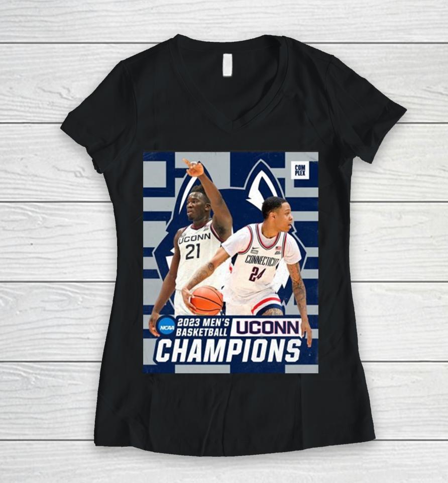 Uconn Huskies 2023 Men’s Basketball Champions Women V-Neck T-Shirt
