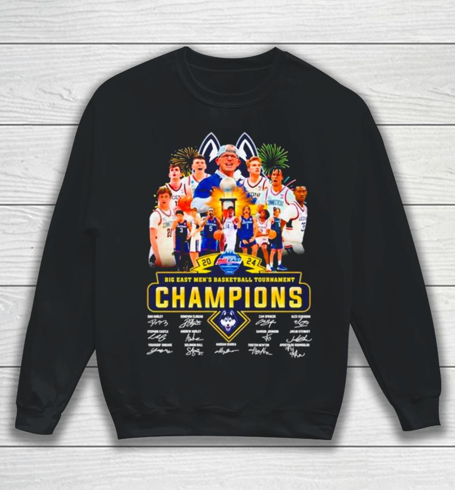 Uconn Huskies 2024 Big East Women’s Basketball Conference Tournament Champions Signatures Sweatshirt