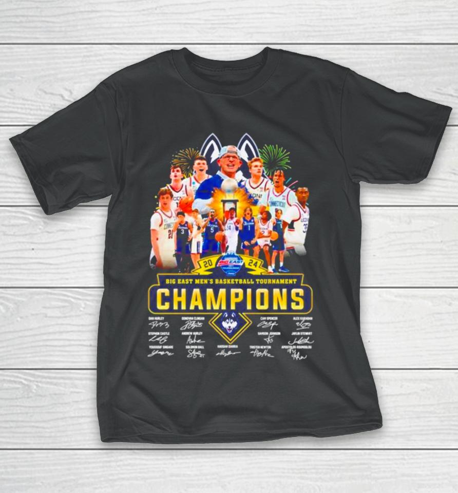 Uconn Huskies 2024 Big East Women’s Basketball Conference Tournament Champions Signatures T-Shirt