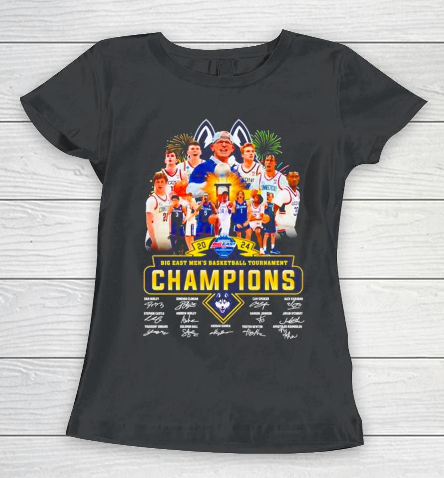 Uconn Huskies 2024 Big East Women’s Basketball Conference Tournament Champions Signatures Women T-Shirt