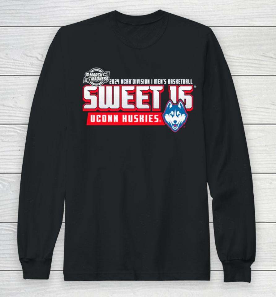 Uconn Huskies 2024 Ncaa Division I Men’s Basketball Sweet 16 March Madness Long Sleeve T-Shirt